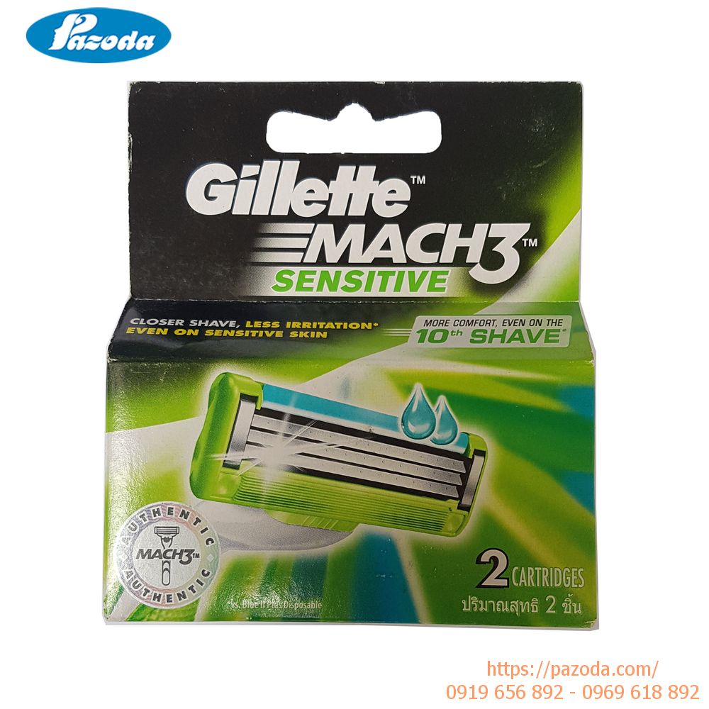 Hộp 2 lưỡi dao cạo râu Gillette Mach3 sensitive