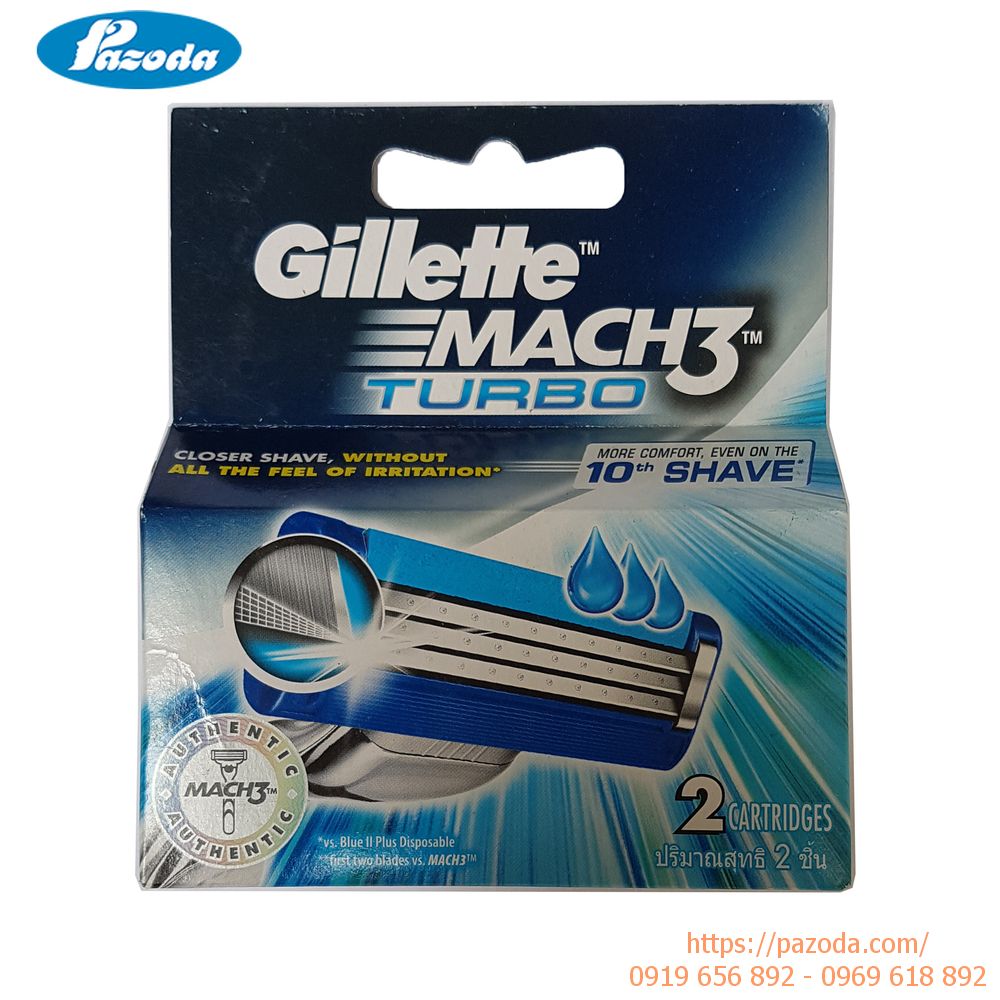 Hộp 2 lưỡi cạo Gillette Mach3 Turbo