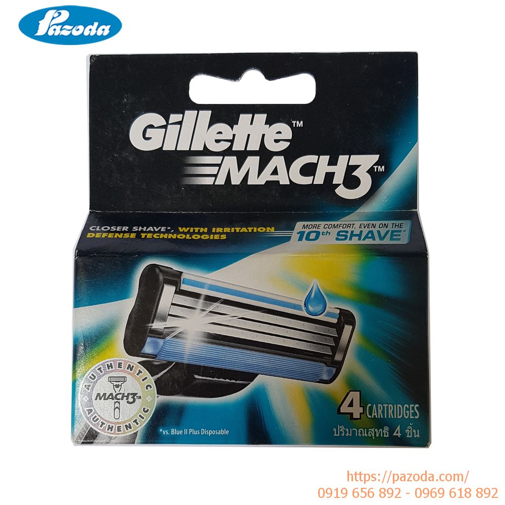 Hộp 4 lưỡi dao cạo râu Gillette Mach3