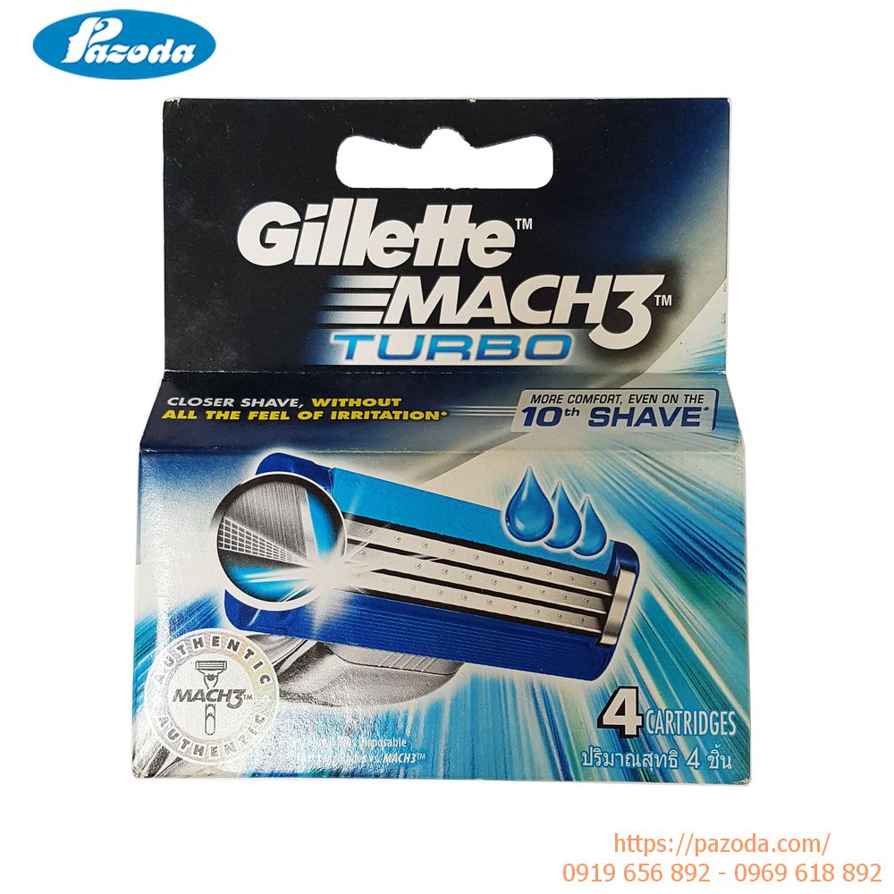 Hộp 4 lưỡi dao cạo râu Gillette Mach3 Turbo