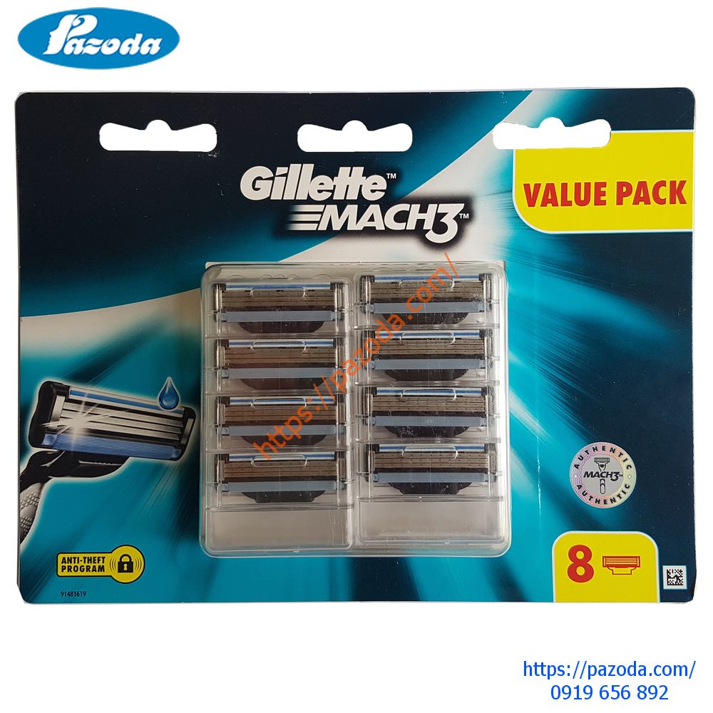 Hộp 8 lưỡi dao cạo râu Gillette Mach3