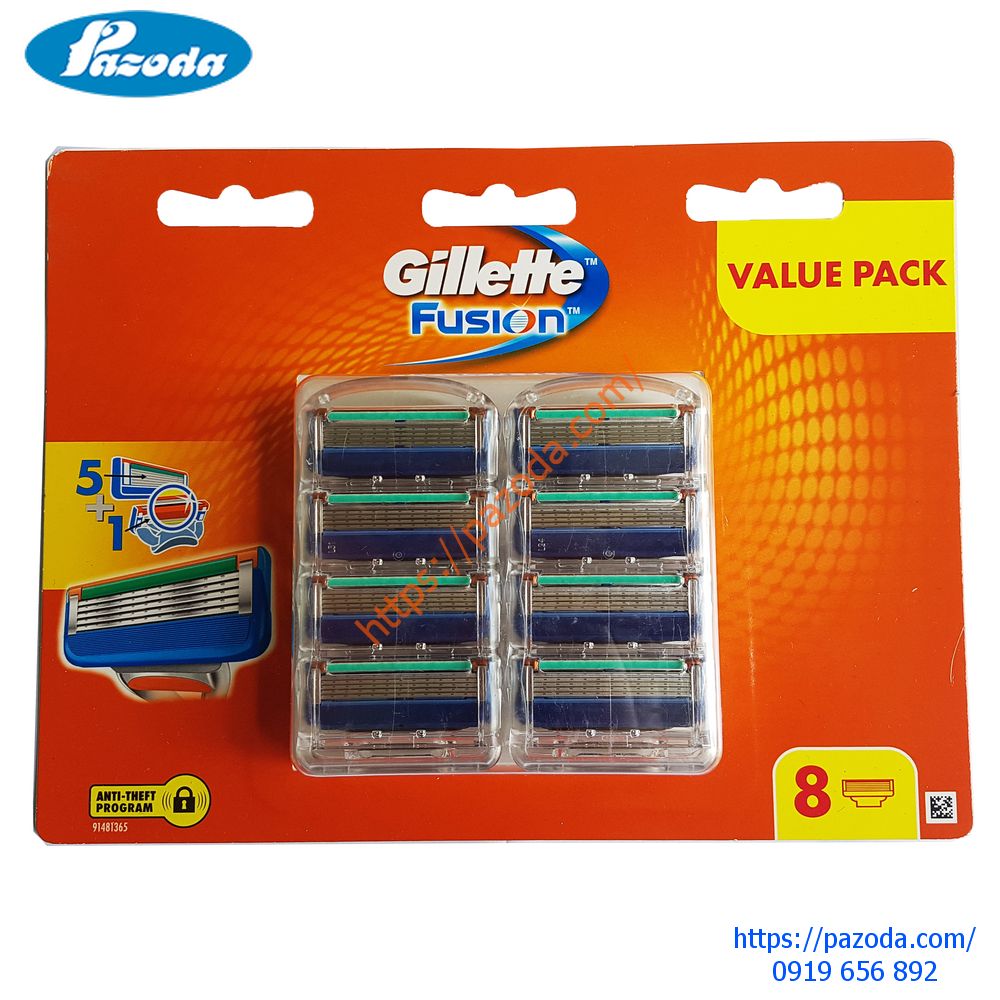 Hộp 8 lưỡi dao cạo râu Gillette Fusion