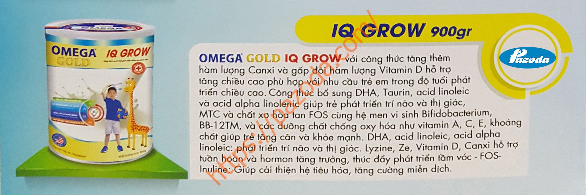 Sữa bột OMEGA GOLD IQ Grow 900g