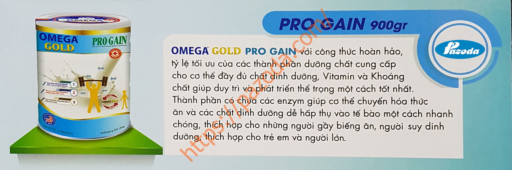 Sữa bột OMEGA GOLD Pro Gain 900g