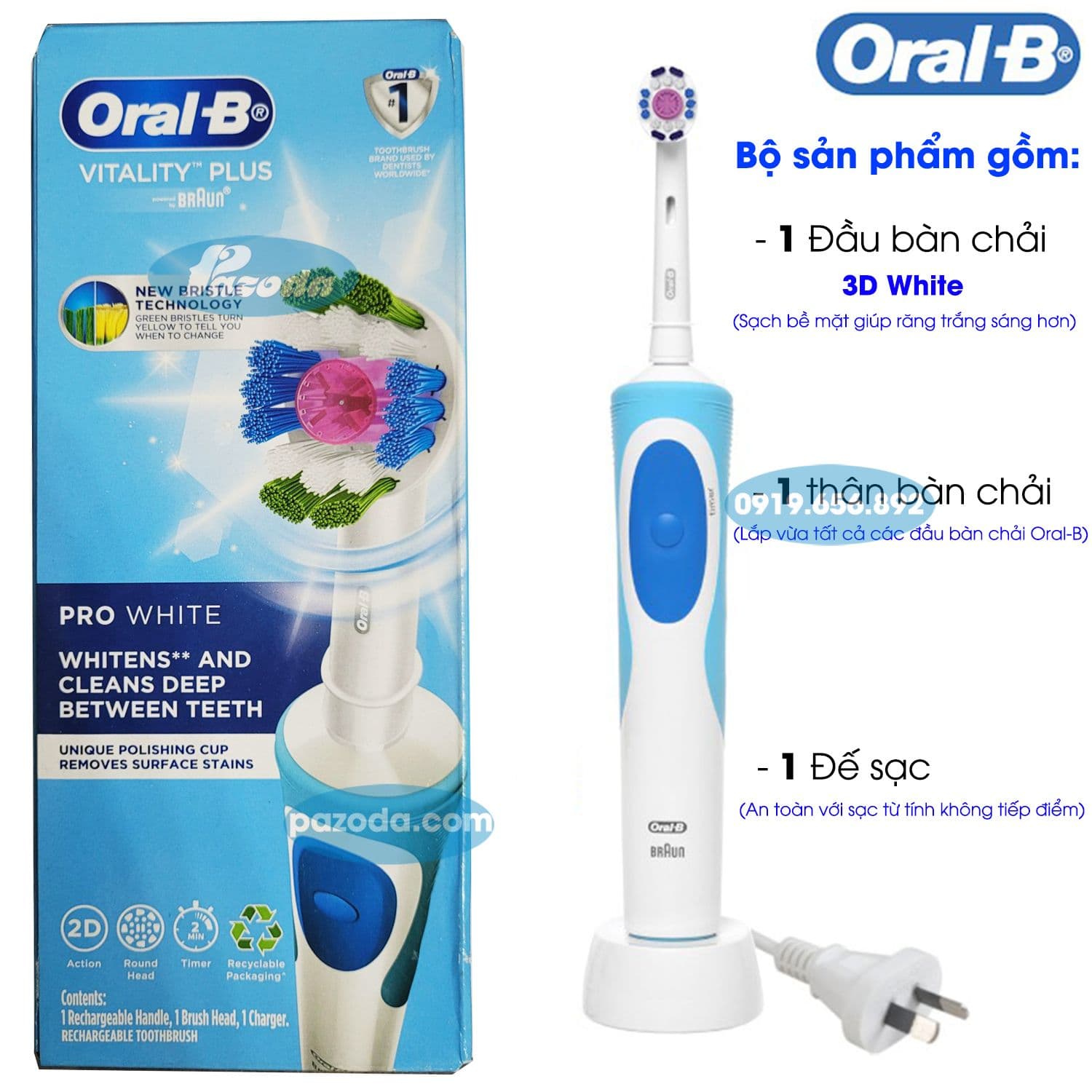 Bàn Chải Điện Oral-B Vitality Pro White (Sạc Điện - Braun)