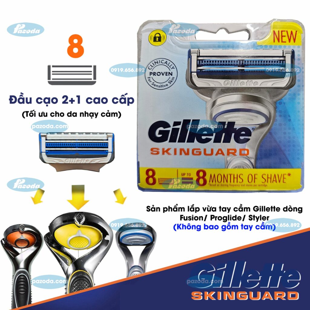 Hộp 8 lưỡi dao cạo râu Gillette SkinGuard