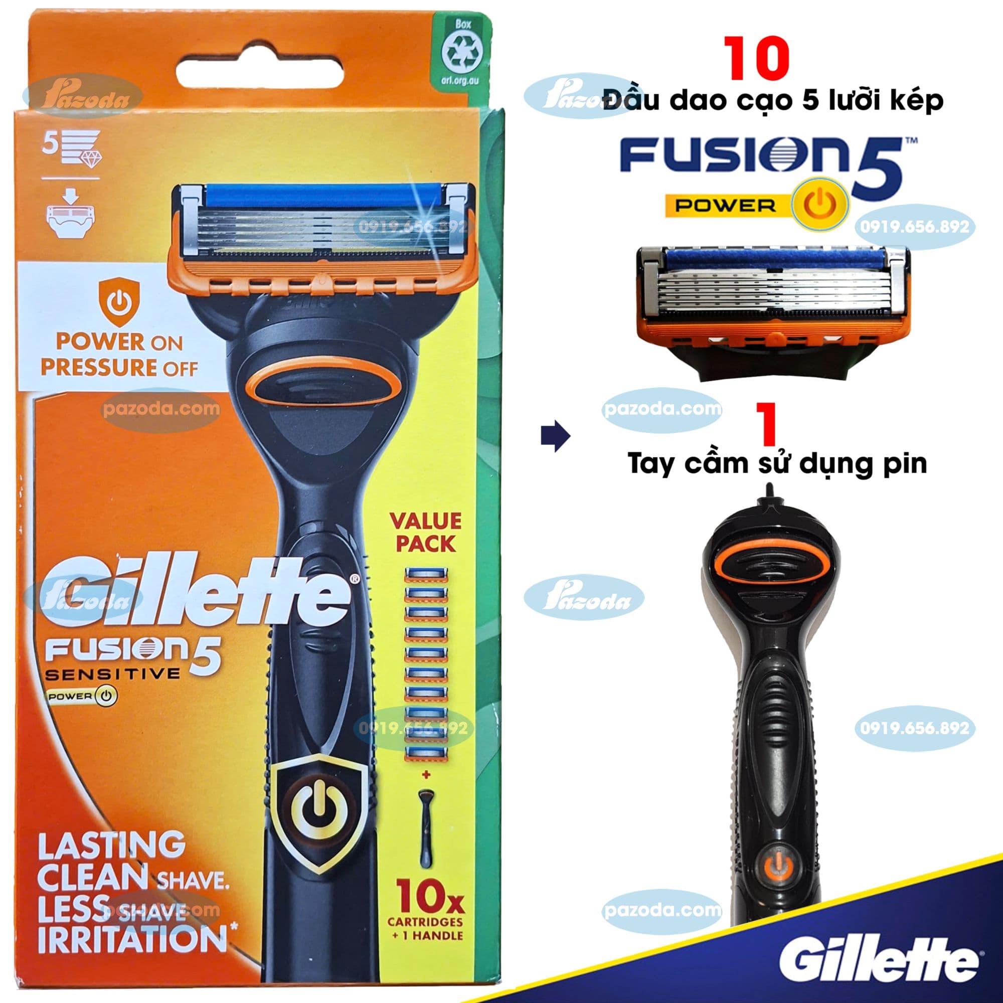 Dao cao rau 5 luoi Gillette Fusion5 Power 1+10-pazoda